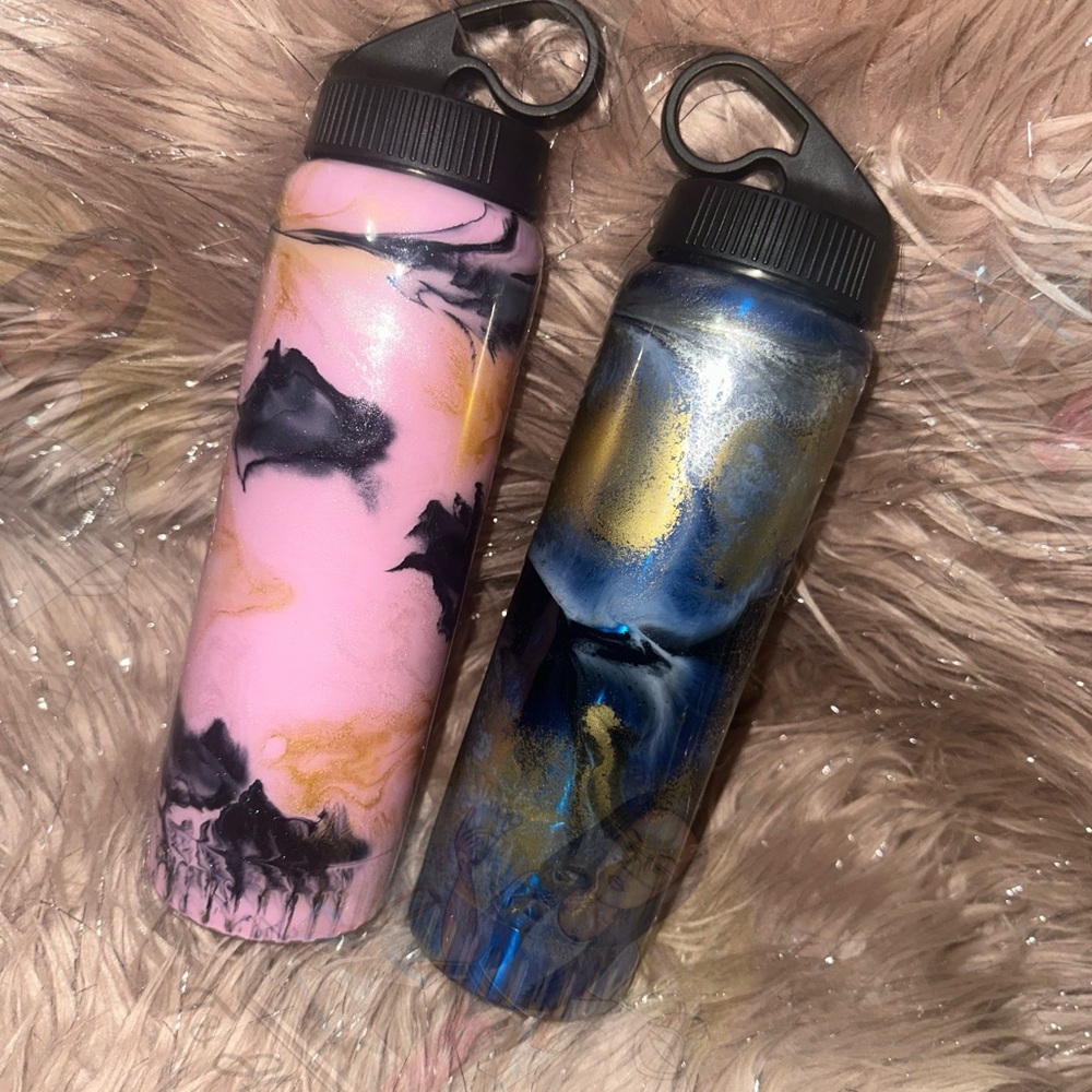 Pink and Blue Swirl Water Bottles